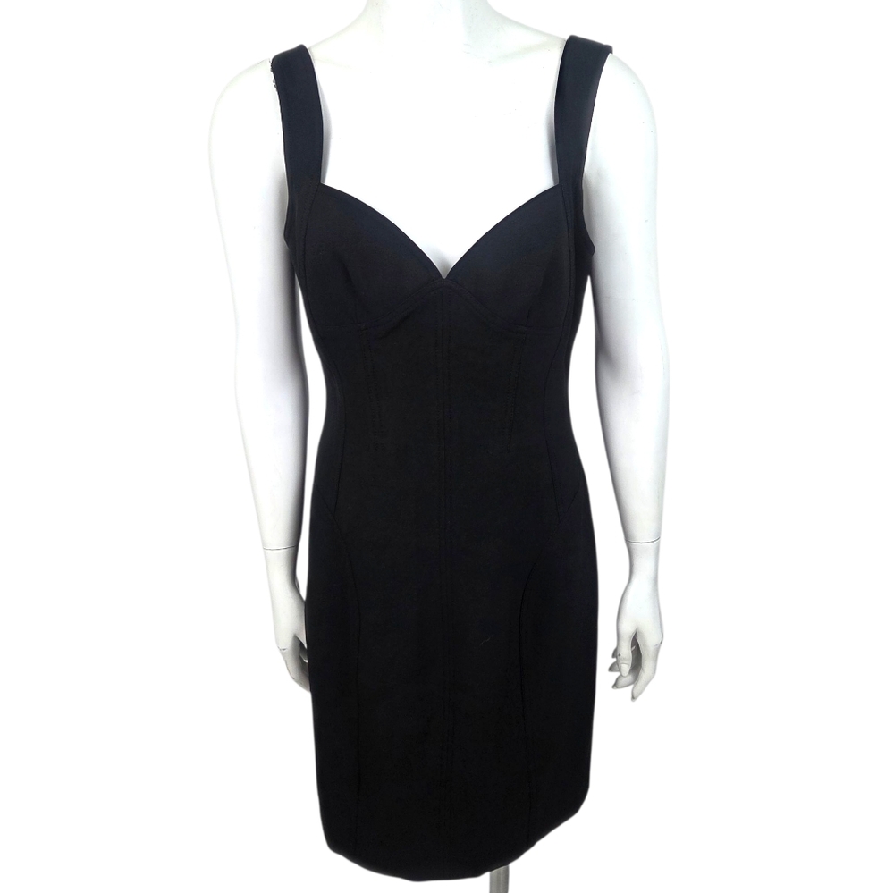 Diane Von Furstenberg Knit Cocktail Party Dress Womens 12 Bodycon Black Tank DVF
